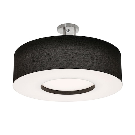Afx Montclair 24in. Medium Base Semi-Flush Mount, Satin Nickel Finish, Black Shade MCF2432MB-BKSF